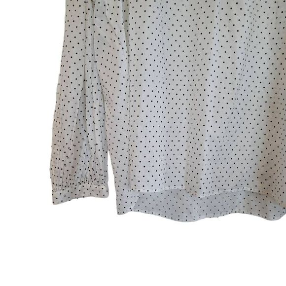 Madewell Women's White & Mini Black Polka-dot Cotton Ruffle & Long Sleeve Top - Picture 4 of 11